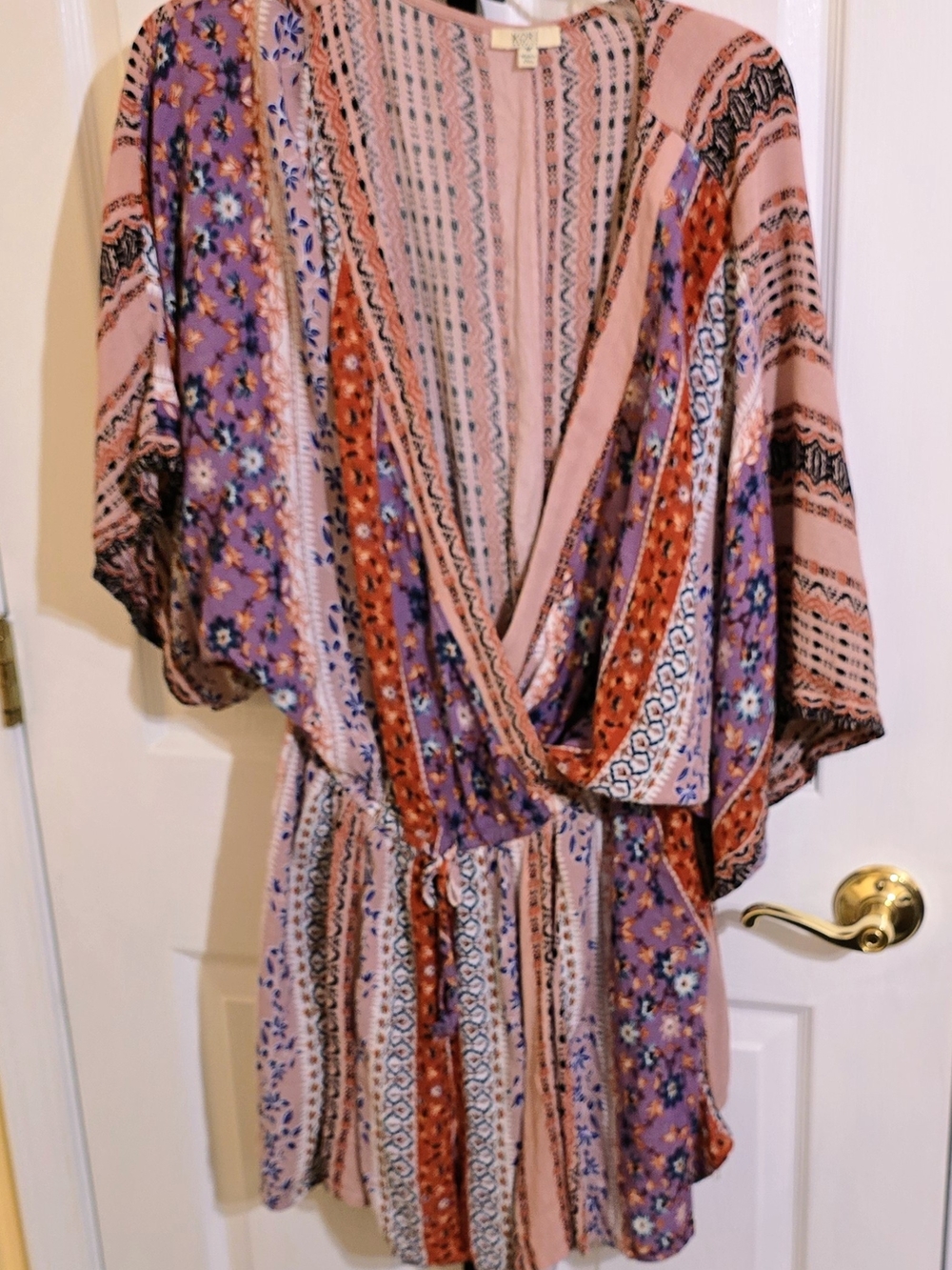 Kori Pink & Purple Floral Print Wrap Romper